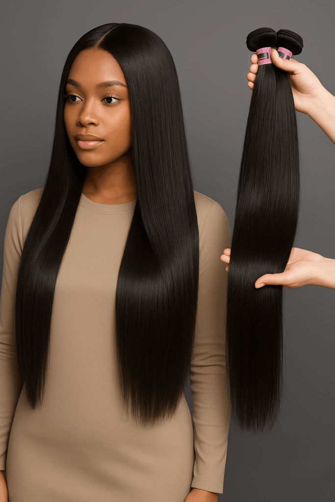 Relaxed Silky Human Straight Hair Bundles 1/3/4 PCS: 100% Brazilian Remy Hair Extensions Natural 8-40″ Pure Weave