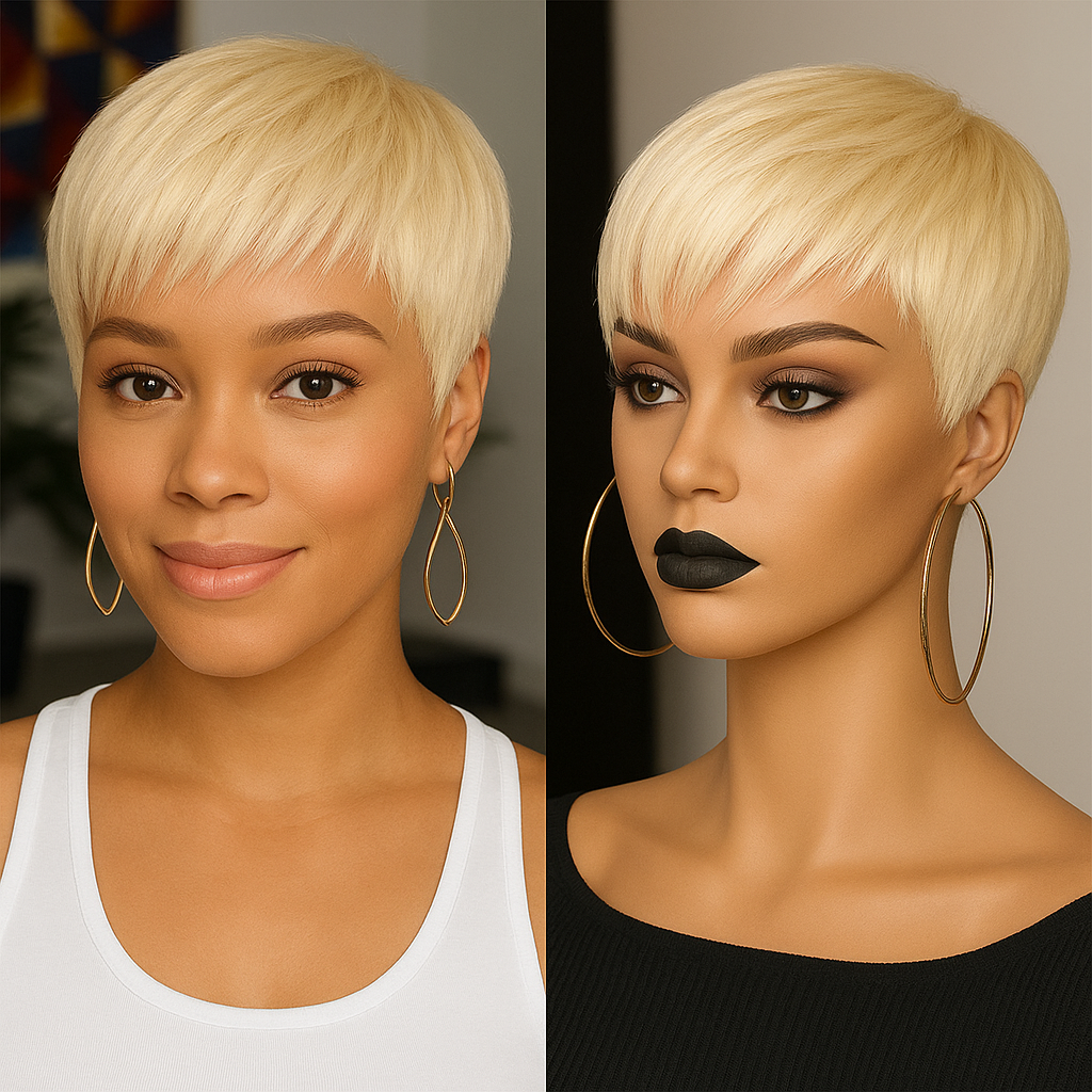 pixie cut blonde wig
