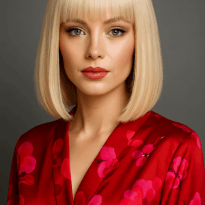 Bun Bun Short Blonde Wig With Bangs: 10" 613 Brazilian Remy Hair 180% Density