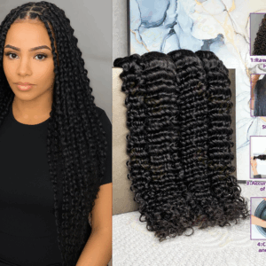 Bun Bun Human Braiding Hair Deep Wave – 100% Brazilian Luxury Hair Extensions, Natural Color, 10-40 Inch Bulk Hair for Braids & Twists